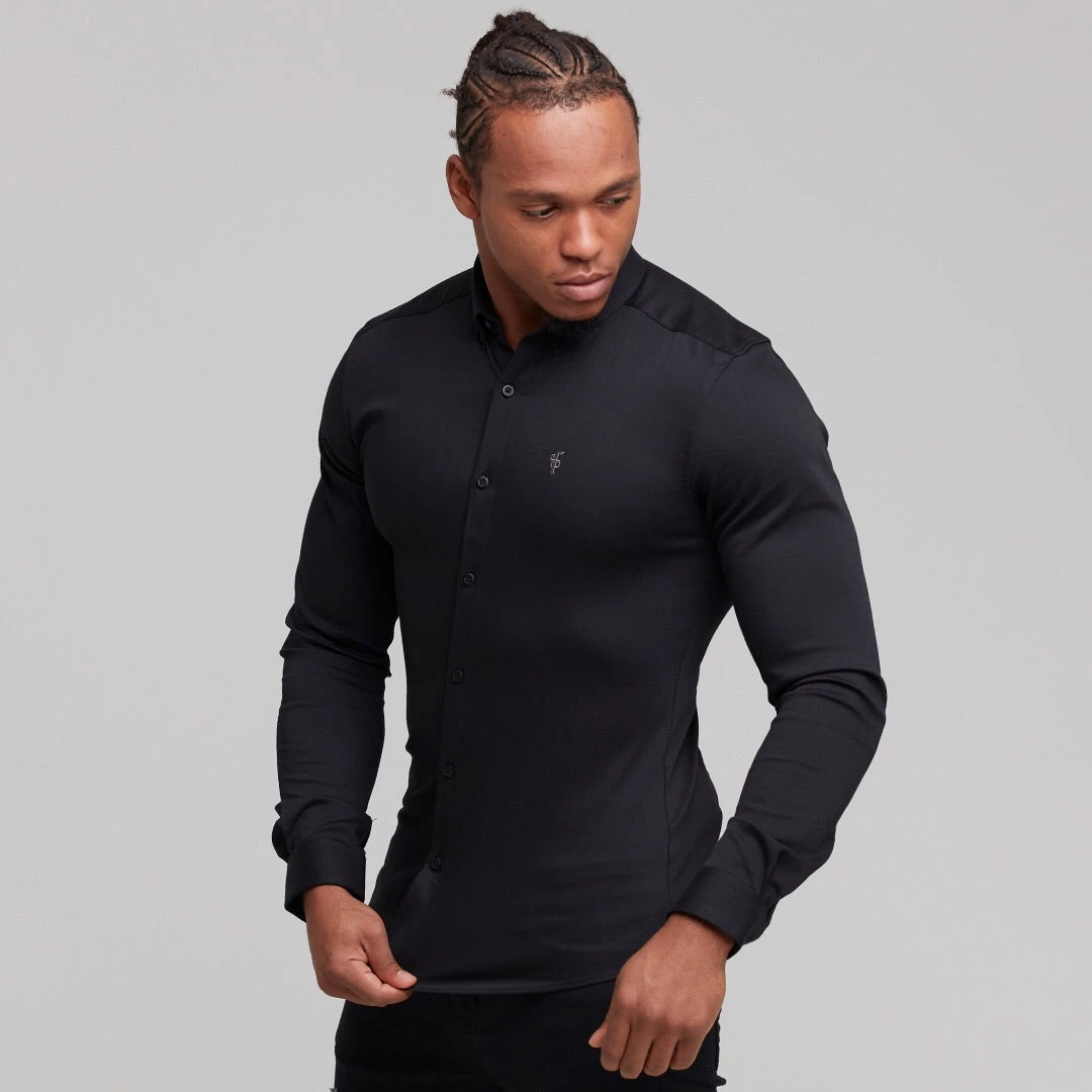 Father Sons Super Slim Stretch Black Denim Long Sleeve (Silver Emblem) - FS295 - Image 6