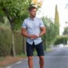 Father Sons Super Slim Stretch Light Blue Multi Floral Print Short Sleeve - FS697 (LAST CHANCE)