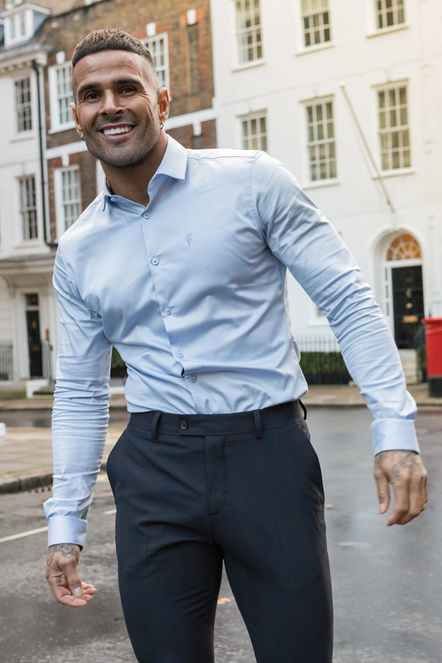 Father Sons Slim Formal Navy / Tan Stretch Trousers - FST004 - Image 3