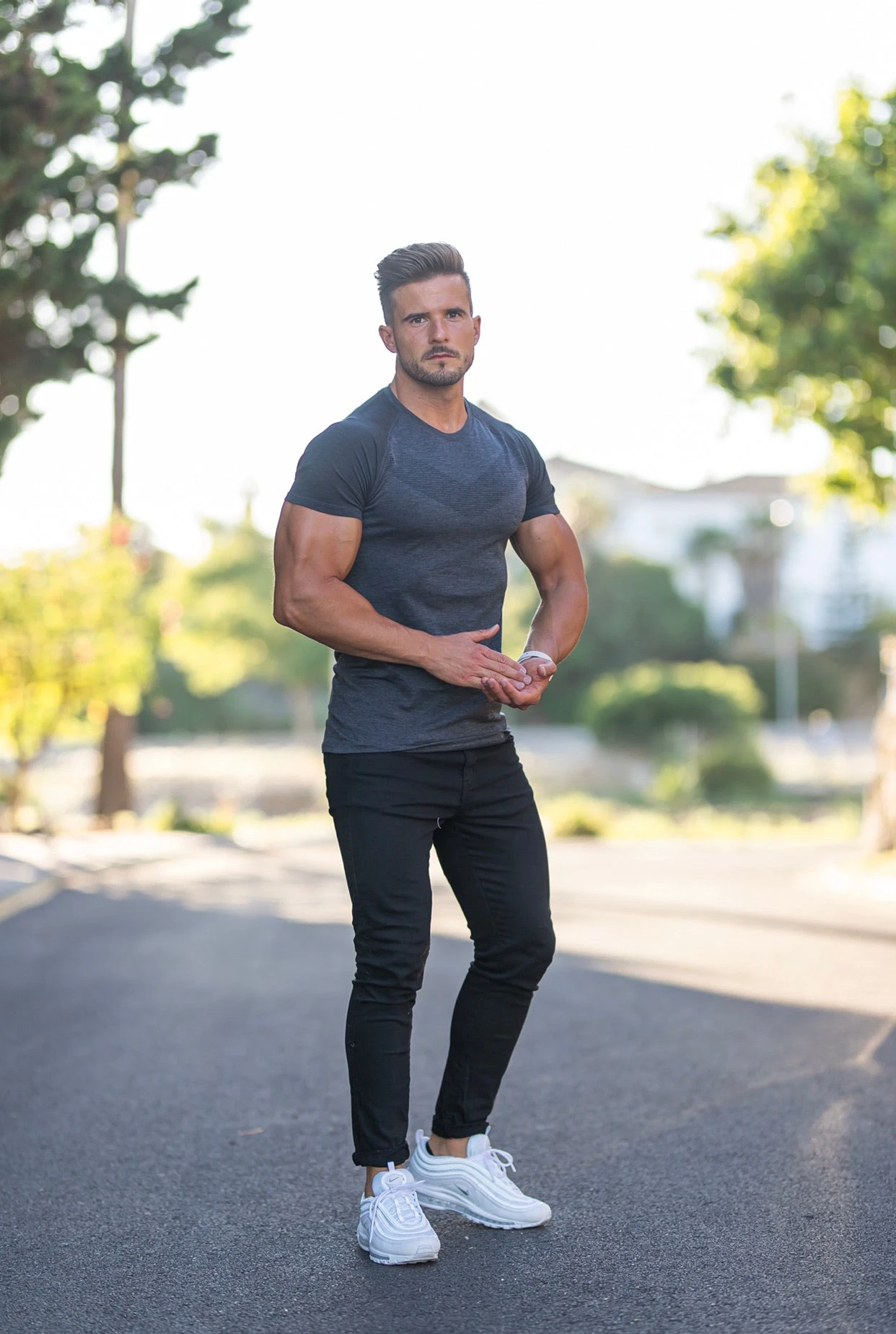 Father Sons Short Sleeve Charcoal Crew Gym Top With Raglan Sleeve Detail - FSM026 - Image 11