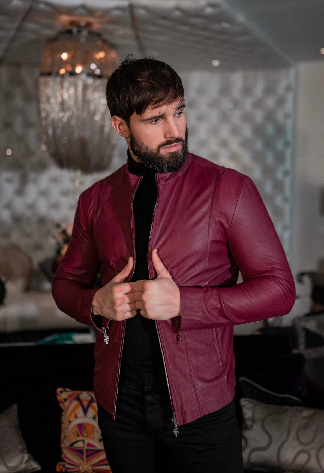 Father Sons Oxblood Lambs Leather Jacket - FSH257 - Image 7