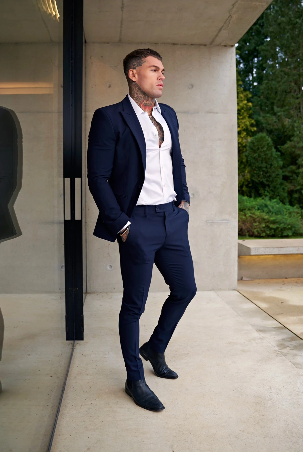 Father Sons Slim Formal Suit Jacket Plain Navy - FSJKT009 - Image 5