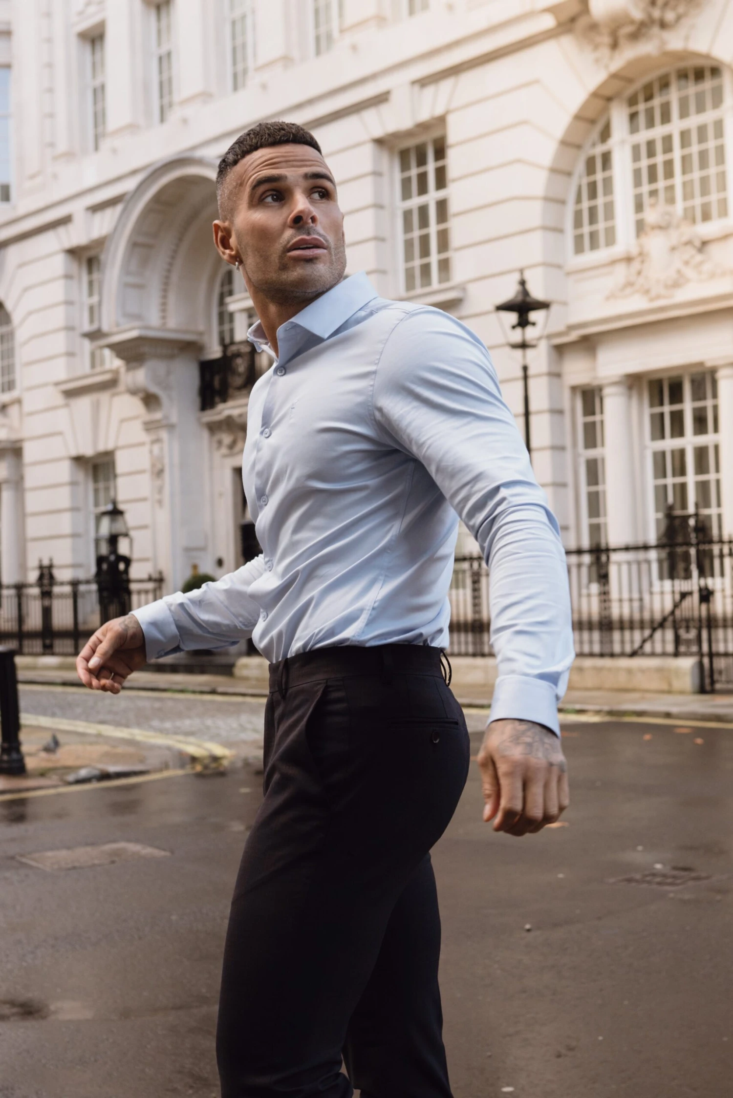 Father Sons Slim Formal Navy / Tan Stretch Trousers - FST004 - Image 11