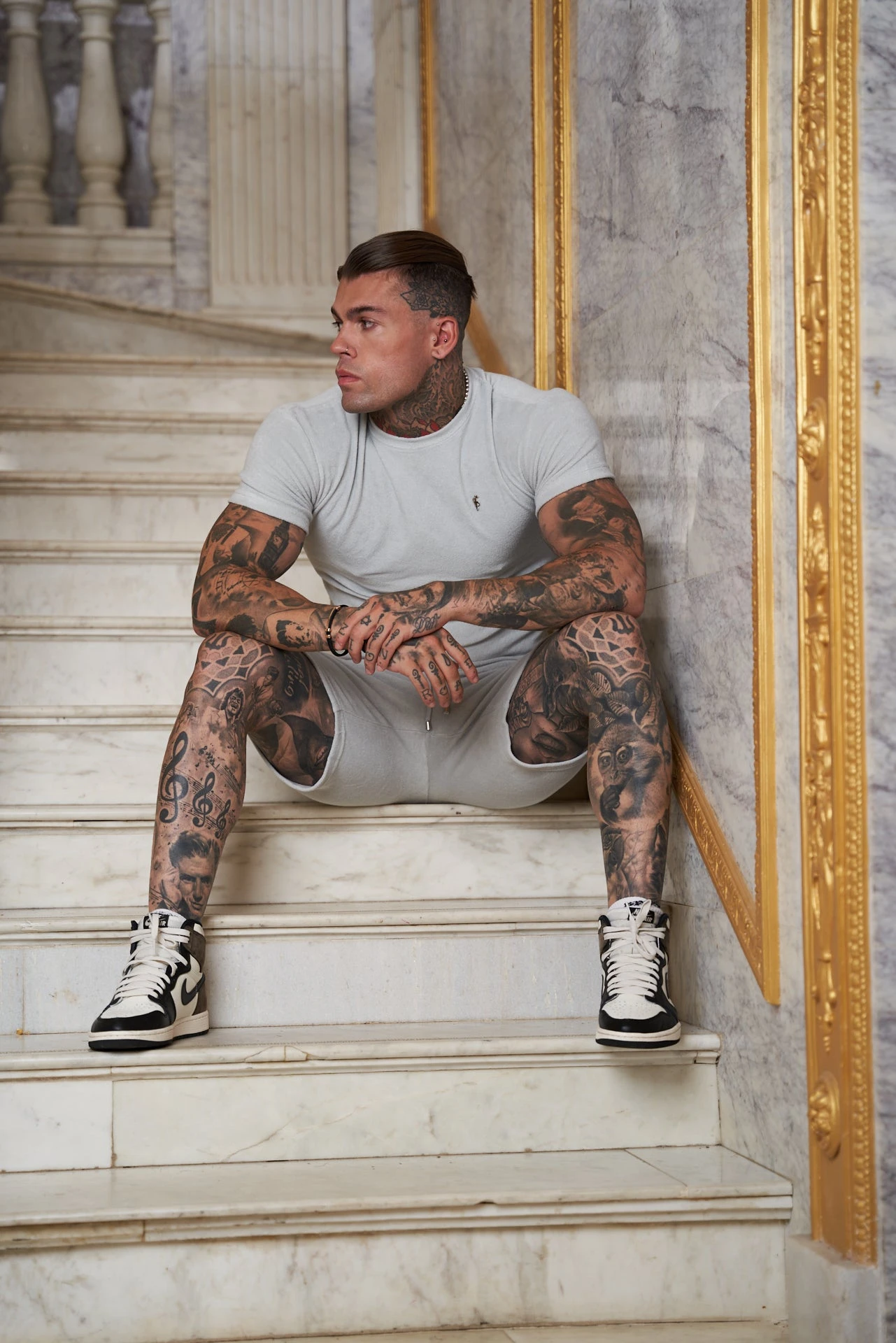 Father Sons Light Grey Towelling Shorts - FSTS659 - Image 3