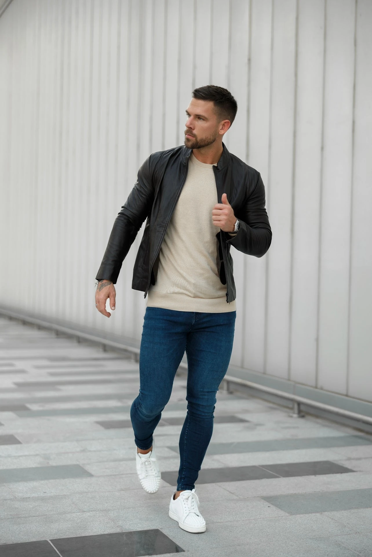 Father Sons Brown Lambs Leather Jacket With Black Zips - FSH791 - Image 2