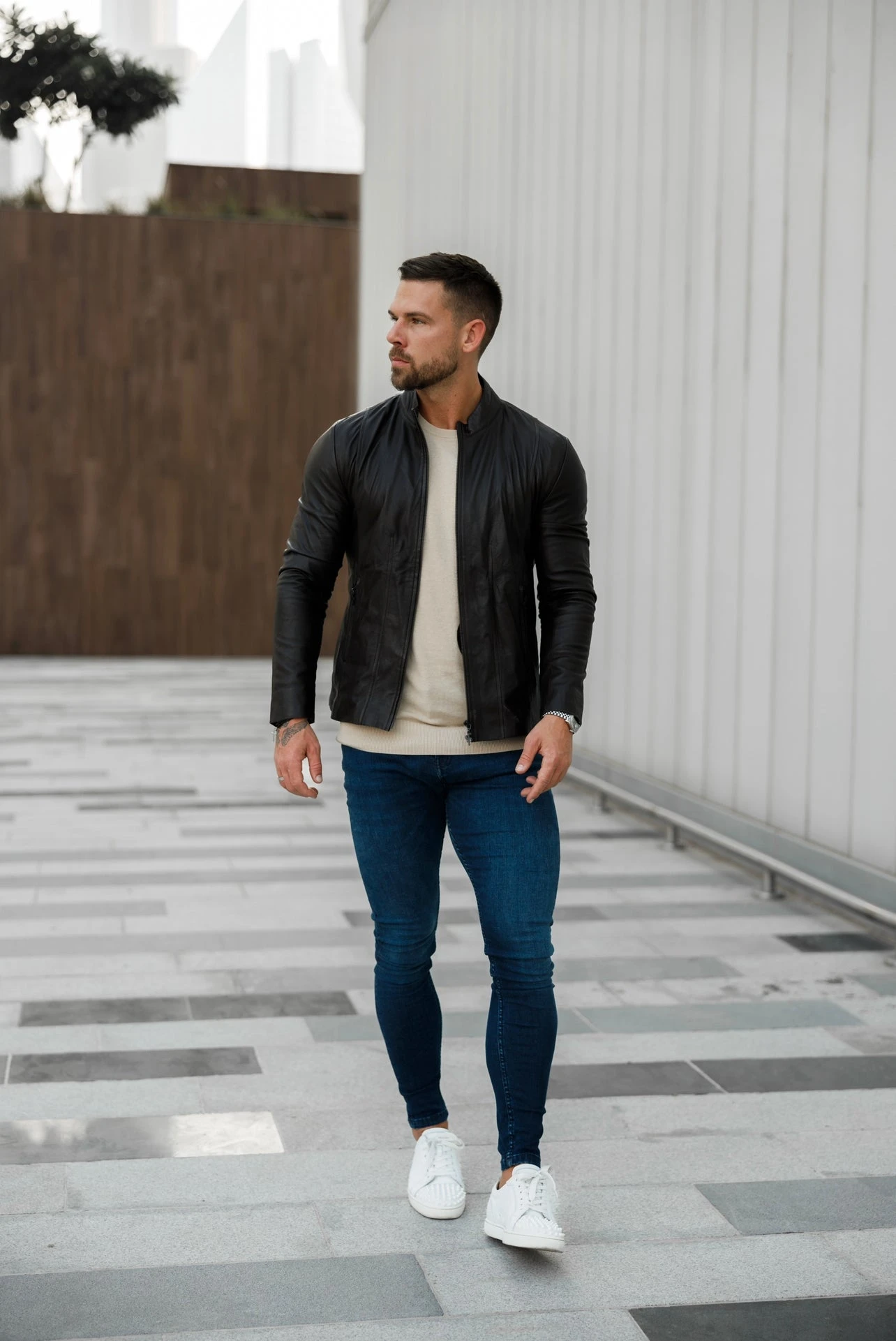 Father Sons Brown Lambs Leather Jacket With Black Zips - FSH791