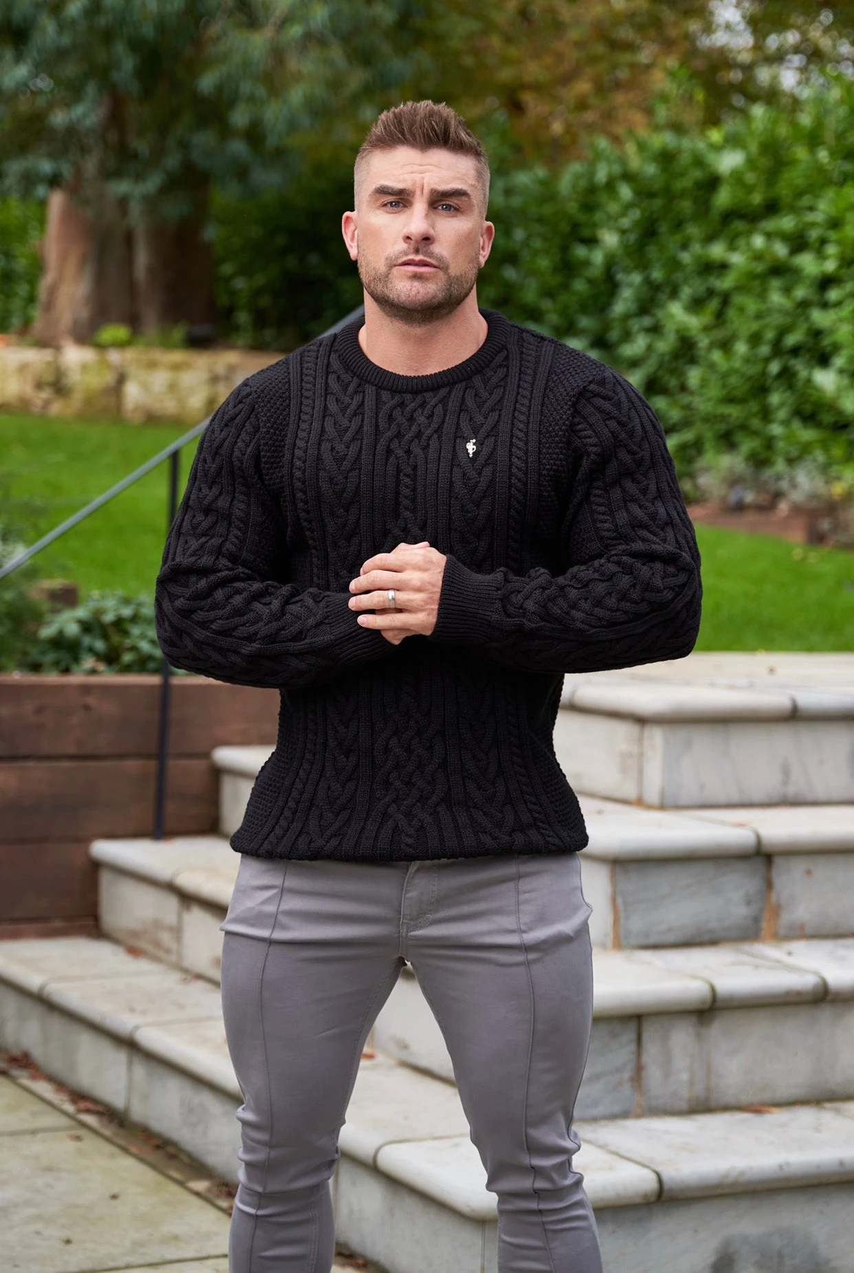 Father Sons Slim Stretch Slate Grey Sateen Pintuck Trousers - FSH716 - Image 5