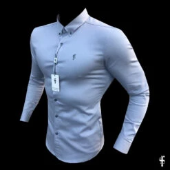 Father Sons Super Slim Stretch Grey Denim Long Sleeve With Metal Decal Emblem - FS638