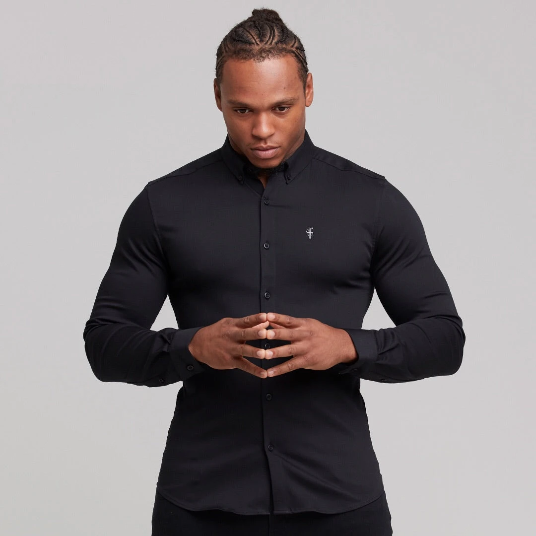 Father Sons Super Slim Stretch Black Denim Long Sleeve (Silver Emblem) - FS295 - Image 2