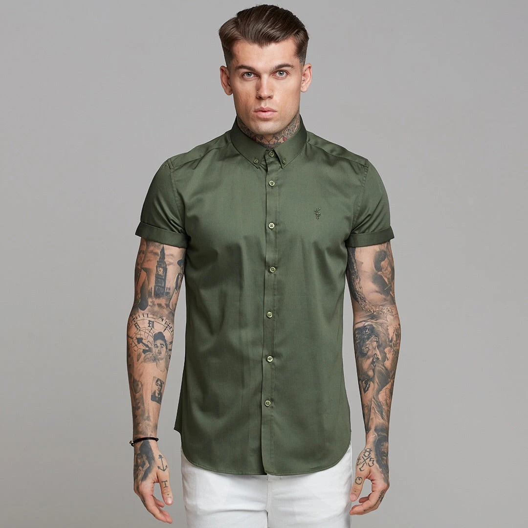 Father Sons Classic Button Down Khaki Luxe Egyptian Cotton Short Sleeve - FS502 (LAST CHANCE) - Image 6